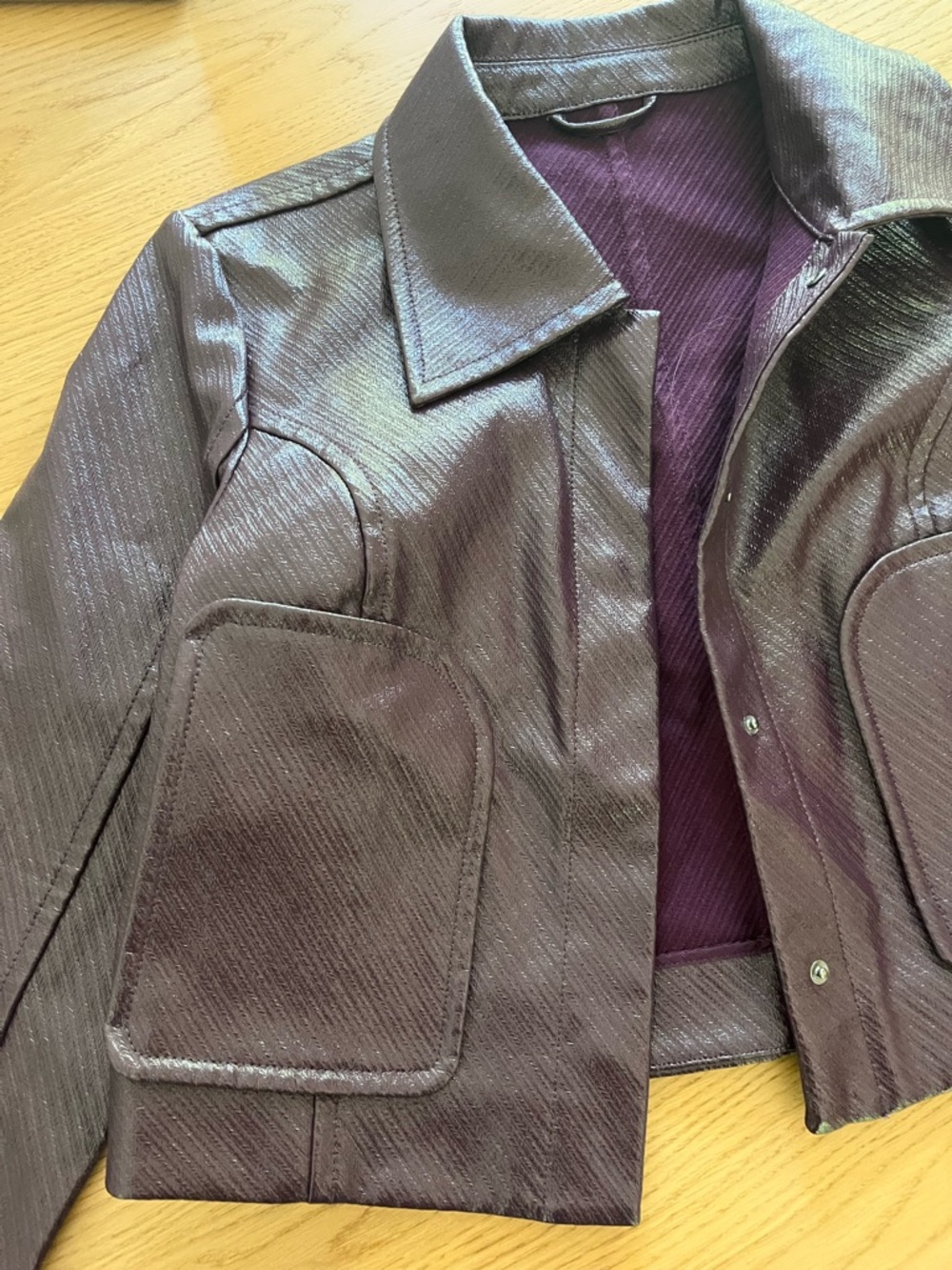 & Other Stories Plum Shimmery Leather Jacket - Picture 2 of 4